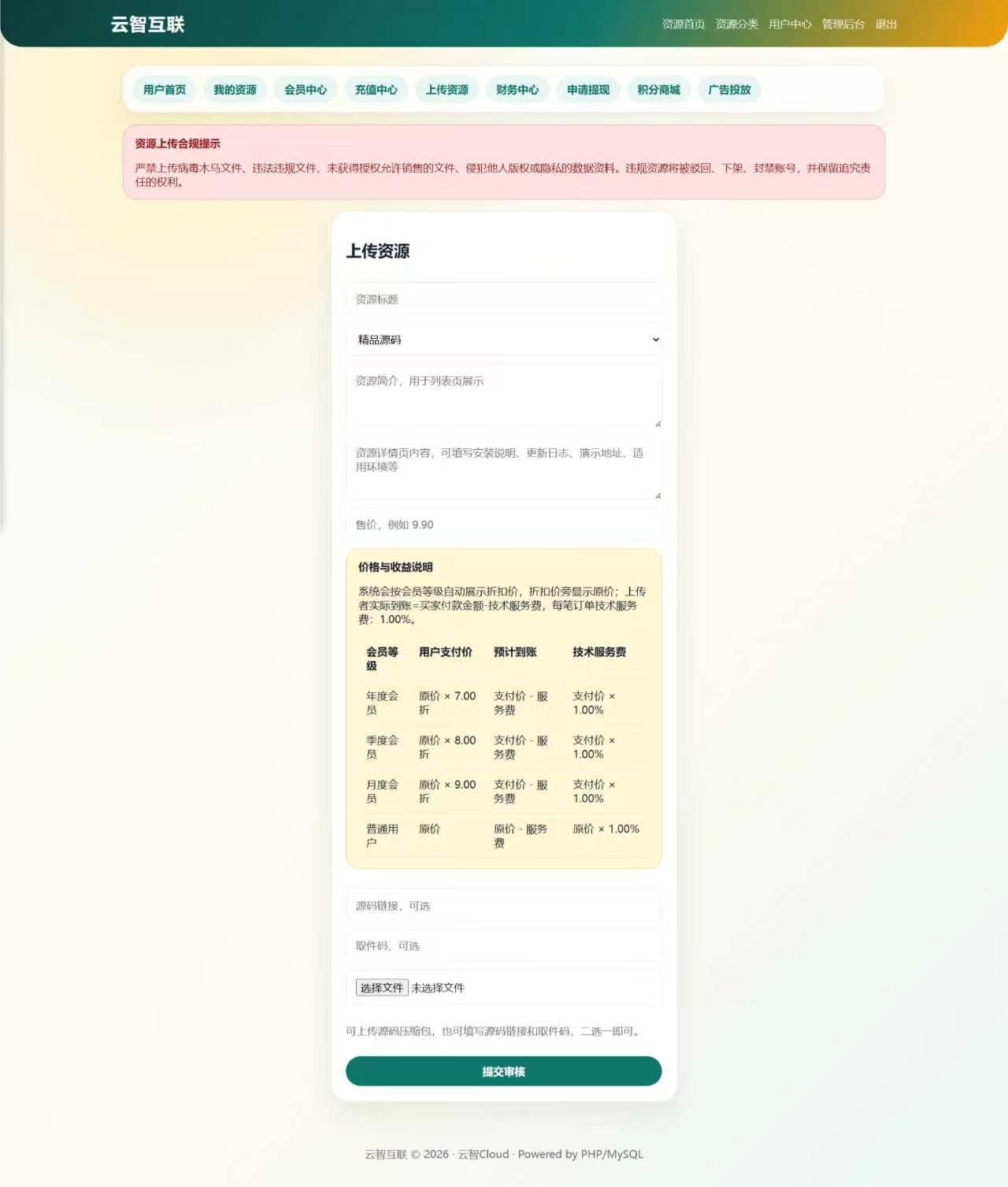 云智-资源中心V2.0.1 带支付/积分商城/广告. 第11张插图