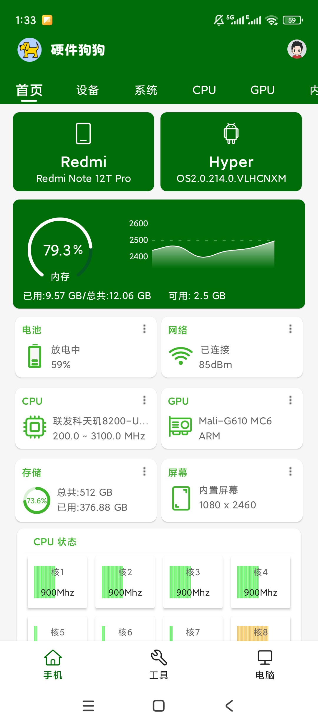 硬件狗狗安卓硬件全检测跑分评测超专业